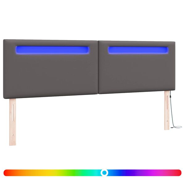vidaXL Cabeceira LED Cinzeto 180 cm Couro Sint&eacute;tico
