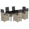 vidaXL 7 pcs conj. jantar p/ jardim c/ almofad&otilde;es vime PE cinza-claro