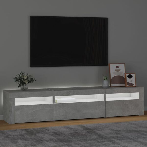 vidaXL Móvel de TV com luzes LED 195x35x40 cm cinzento cimento