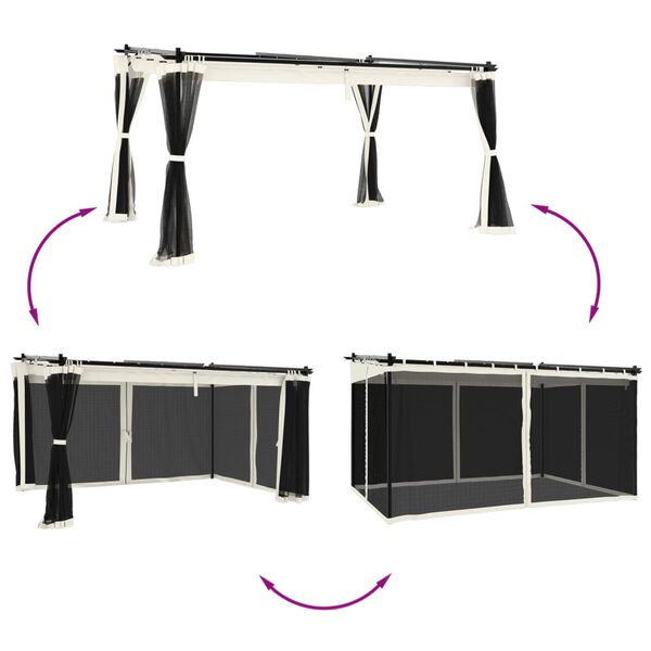 vidaXL Gazebo com paredes de malha 4x3 m a&ccedil;o creme