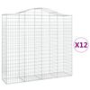 vidaXL Cestos gabi&atilde;o arqueados 12 pcs 200x50x180/200 ferro galvanizado
