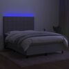 vidaXL Cama box spring c/ colch&atilde;o e LED 140x190 cm tecido cinza-claro
