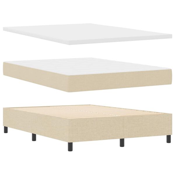 vidaXL Cama Box com colch&atilde;o com cabeceira Creme 140 x 190 cm tecido