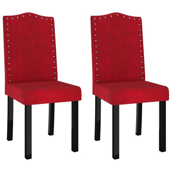 vidaXL Cadeiras de jantar 2 pcs veludo vermelho tinto