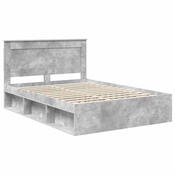 vidaXL Estrutura da Cama com cabeceira Concreto 140 x 190 cm