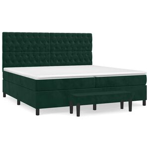 vidaXL Cama com molas/colch&atilde;o 200x200 cm veludo verde-escuro