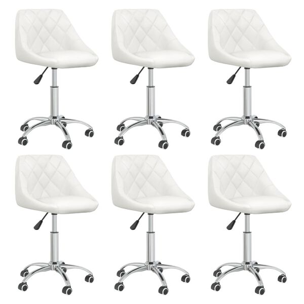vidaXL Cadeiras de jantar girat&oacute;rias 6 pcs couro artificial branco