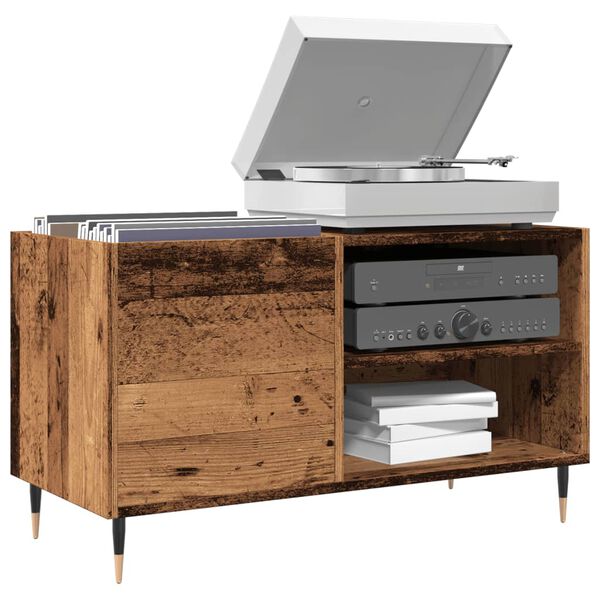 vidaXL Armário p/ discos 84,5x38x48 cm derivados madeira madeira velha