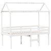 vidaXL Cama alta com telhado 90x190 cm pinho maci&ccedil;o branco