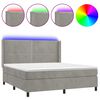 vidaXL Cama box spring c/ colch&atilde;o/LED 180x200 cm veludo cinzento-claro