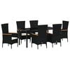 vidaXL Conjunto de Jantar para Jardim 7 pcs Preto A&ccedil;o revestido a p&oacute;