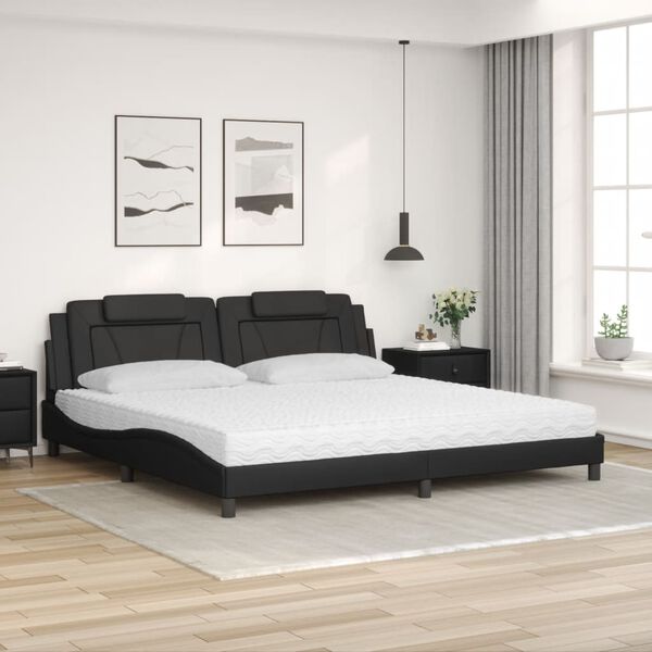 vidaXL Cama Viana com colch&atilde;o 200x200 cm couro artificial preto