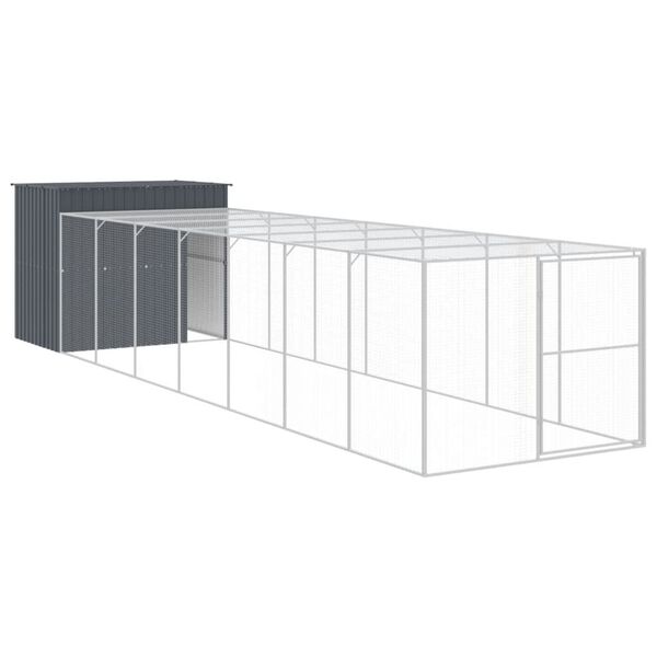 vidaXL Casota p/ c&atilde;es c/ parque 214x865x181 cm a&ccedil;o galvaniz. antracite