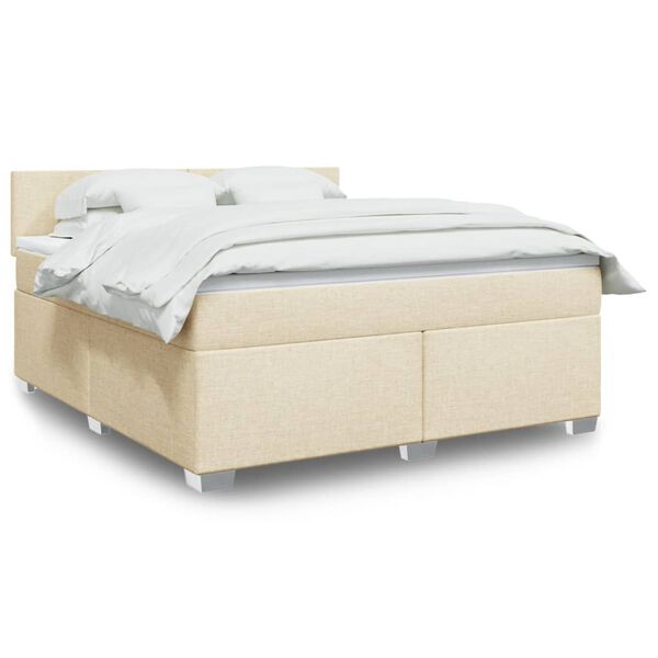 vidaXL Cama com molas/colch&atilde;o 180x200 cm tecido cor creme