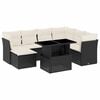 vidaXL 8 pcs conjunto sof&aacute;s de jardim com almofad&otilde;es vime PE preto
