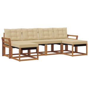 vidaXL Conjunto de Sof&aacute;s para Exterior 6 pcs Natural e Bege