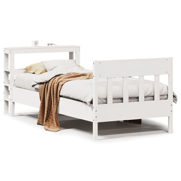 vidaXL Cama sem colch&atilde;o 90x200 cm madeira de pinho maci&ccedil;a branco