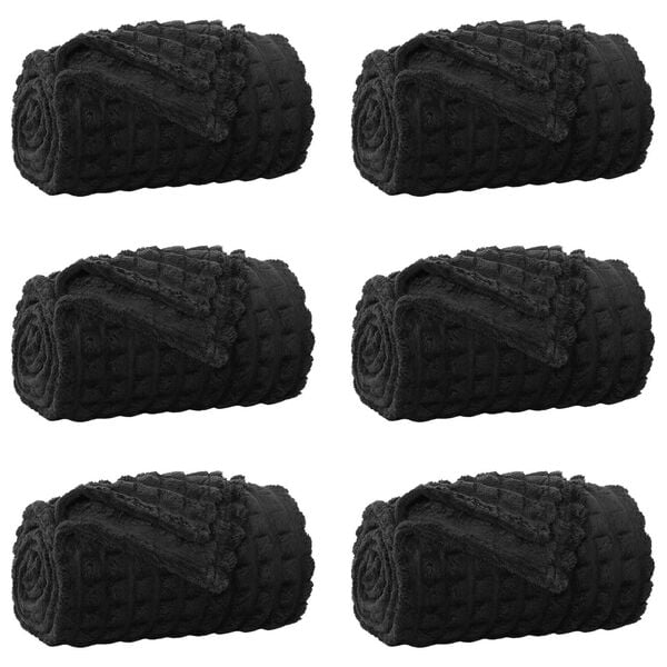 vidaXL Cobertores de Sof&aacute; 6 pcs Preto 240 x 220 cm L&atilde;