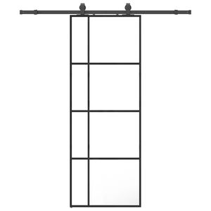 vidaXL Porta deslizante c/ conj. ferragens 76x205cm vidro ESG preto