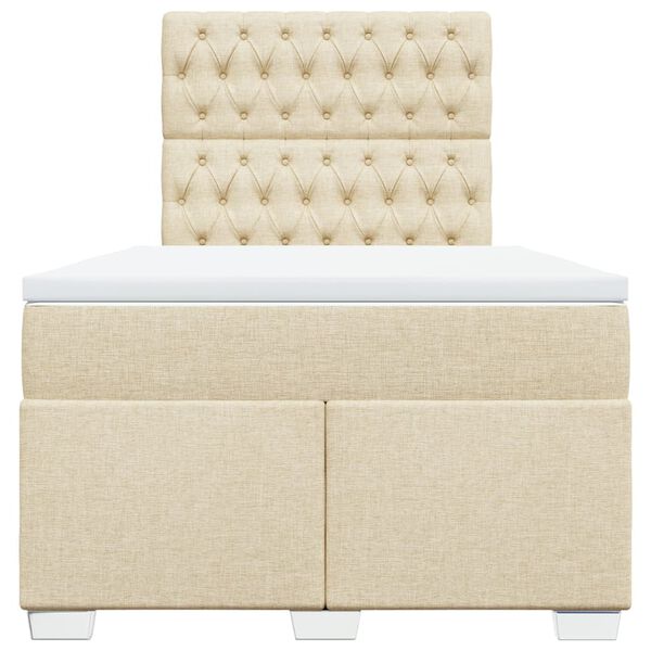 vidaXL Cama boxspring com colch&atilde;o 120x190 cm tecido cor creme