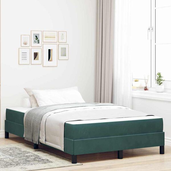 vidaXL Cama Box com colchão Verde Escuro 120 x 220 cm tecido