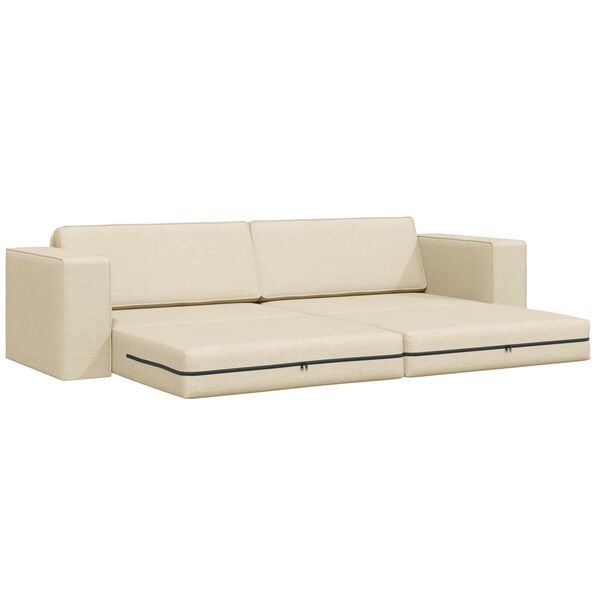 vidaXL Sof&aacute;-Cama 200cm Creme tecido