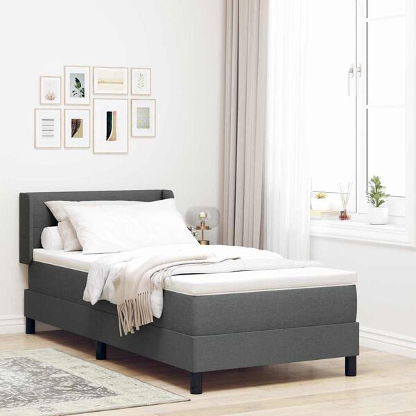 vidaXL Cama Box com colch&atilde;o Cinza Escuro 200 x 80 cm Poli&eacute;ster