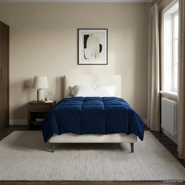 vidaXL Duvet de Ano Inteiro Azul Escuro 155 x 200 cm Microfibra