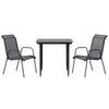 vidaXL 3 pcs conjunto de jantar para jardim a&ccedil;o e textilene preto