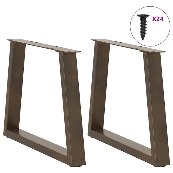 vidaXL P&eacute;s para mesa de centro em formato de V, 2 pe&ccedil;as, a&ccedil;o natural, 70x(42-43,3) cm, a&ccedil;o