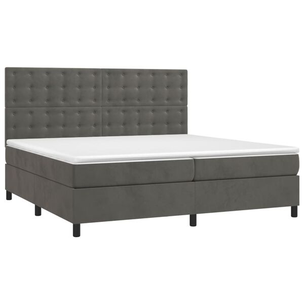 vidaXL Cama com molas/colch&atilde;o 200x200 cm veludo cinzento-escuro