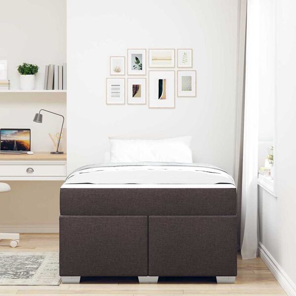 vidaXL Estrutura da Cama com colch&atilde;o Marrom Escuro 120 x 190 cm tecido
