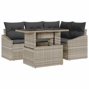 vidaXL Conjunto de Sof&aacute; de Jardim 5 pcs Cinzento-claro vime PE