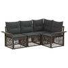 vidaXL Conjunto de Sof&aacute; de Jardim 4 pcs Cinzento vime PE