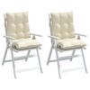 vidaXL Almofad&otilde;es cadeira encosto baixo 2 pcs tecido oxford creme