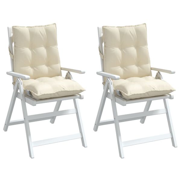 vidaXL Almofad&otilde;es cadeira encosto baixo 2 pcs tecido oxford creme