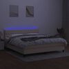 vidaXL Cama box spring c/ colch&atilde;o e LED 160x200 cm tecido cor creme