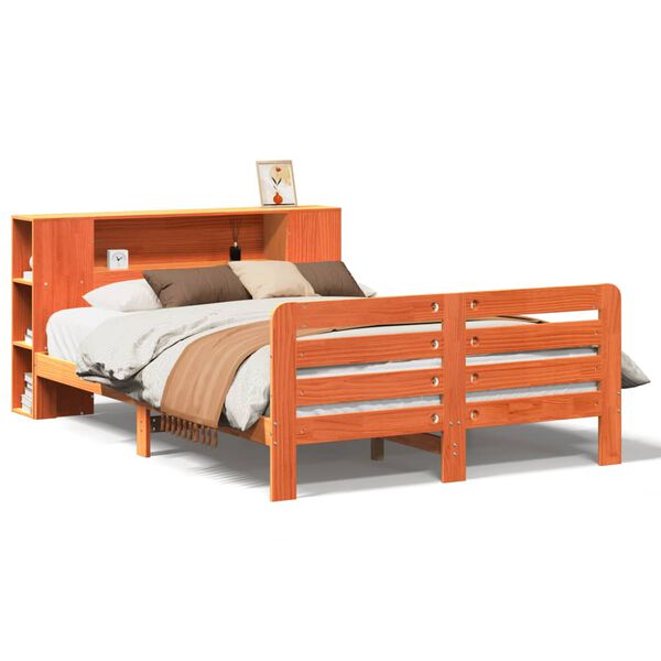 vidaXL Cama sem colch&atilde;o 135x190 cm madeira pinho maci&ccedil;a castanho-mel