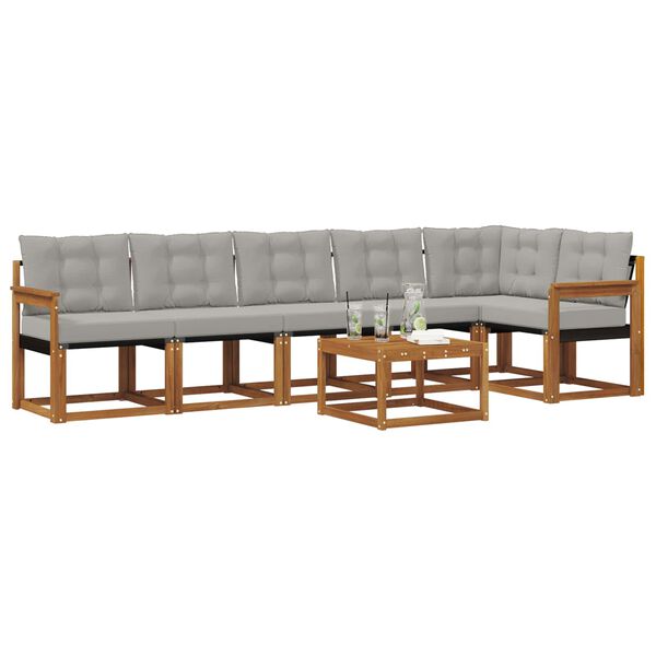 vidaXL Conjunto de Sof&aacute;s para Exterior 7 pcs Cinza Natural e Claro