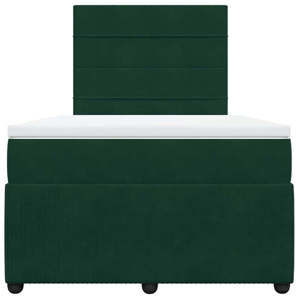 vidaXL Cama boxspring com colch&atilde;o 120x190 cm veludo verde-escuro