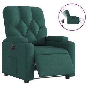 vidaXL Poltrona el&eacute;trica reclin&aacute;vel tecido verde-escuro