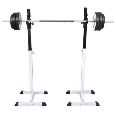 vidaXL Suporte barra musculação c/ conjunto pesos e barras 30,5 kg