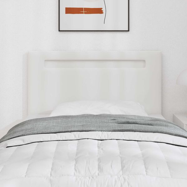 vidaXL Cabeceira LED Branco 100 cm Couro Sint&eacute;tico