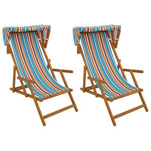 vidaXL Cadeira de Deck 2 pcs 3 Posi&ccedil;&atilde;o Madeira S&oacute;lida de Eucalipto