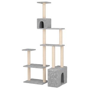 vidaXL &Aacute;rvore para gatos com postes de sisal Cinzento-claro 177,5 cm