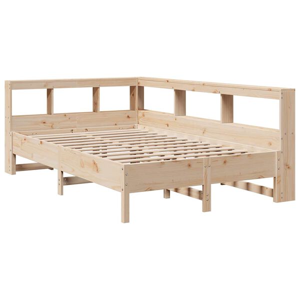 vidaXL Cama com estante sem colch&atilde;o 140x200 cm pinho maci&ccedil;o