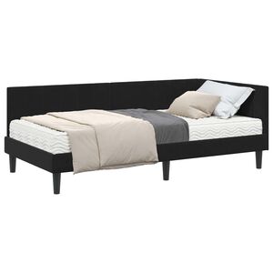 vidaXL Estrutura de Cama de Canto com Colch&atilde;o 2 pcs Preto Veludo