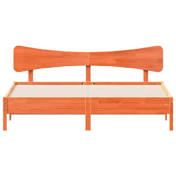 vidaXL Cama sem colch&atilde;o 200x200 cm pinho maci&ccedil;o castanho-mel