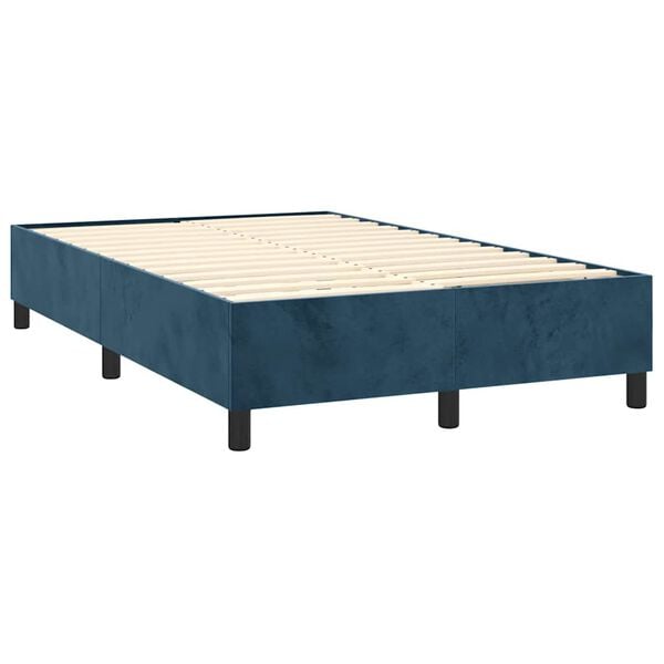 vidaXL Cama boxspring com colch&atilde;o 120x200 cm veludo azul-escuro