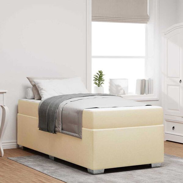 vidaXL Estrutura da Cama com colch&atilde;o Creme 90 x 200 cm tecido